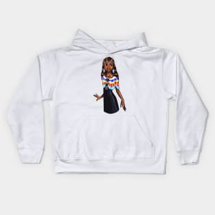 Black is Beautiful - South Sudan Melanin Girl in traditional outfit Kids Hoodie